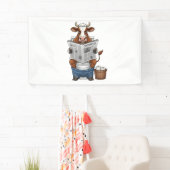 Koe op toilet, grappig Boerderij dier Spandoek (Insitu)