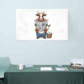 Koe op toilet, grappig Boerderij dier Spandoek (Beurs)