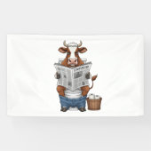 Koe op toilet, grappig Boerderij dier Spandoek (Horizontaal)