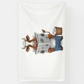 Koe op toilet, grappig Boerderij dier Spandoek (Verticaal)