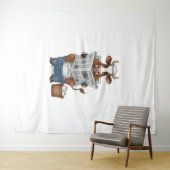 Koe op toilet, grappig Boerderij dier Wandkleed (In Situ (horizontaal))