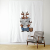 Koe op toilet, grappig Boerderij dier Wandkleed (In situ)