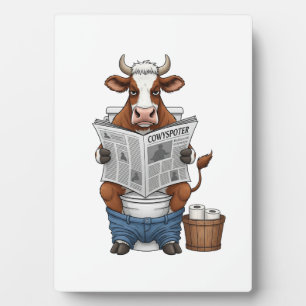 Koe op Toilet PNG, Grappig Boerderij Dier Fotoplaat