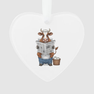 Koe op Toilet PNG, Grappig Boerderij Dier Ornament