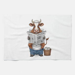 Koe op Toilet PNG, Grappig Boerderij Dier Theedoek