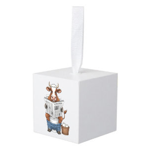 Koe op toilet PNG, Grappig boerderijdier Decoratie