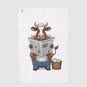 Koe op toilet PNG, Grappig boerderijdier Golfhanddoek