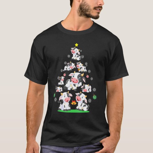 Koe Ornament Kerstboom Cute Kerstmis T-shirt (Voorkant)