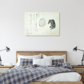 Koe, ovaal venster en Haiku Canvas Afdruk (Insitu (Slaapkamer))