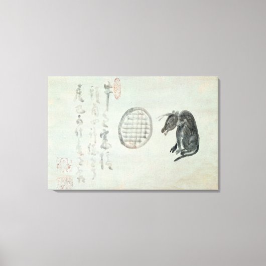 Koe, ovaal venster en Haiku Canvas Afdruk (Voorkant)