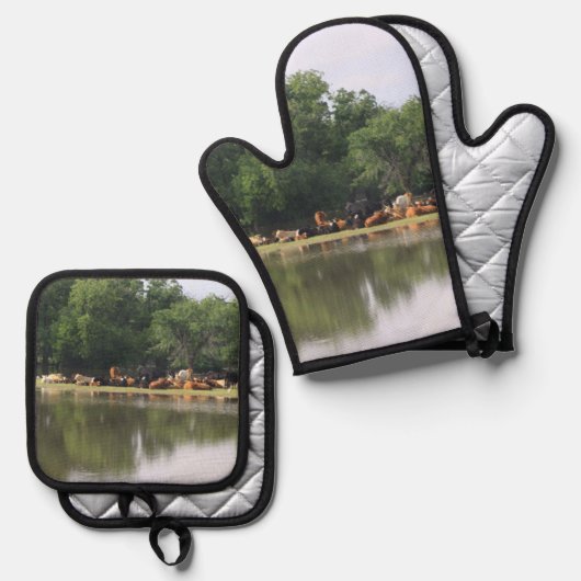 Koe Ovenwant & Pannenlap Set (Voorkant / Achterkant)