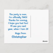 Koe over de 2e verjaardag dank je wel briefkaart (Achterkant)