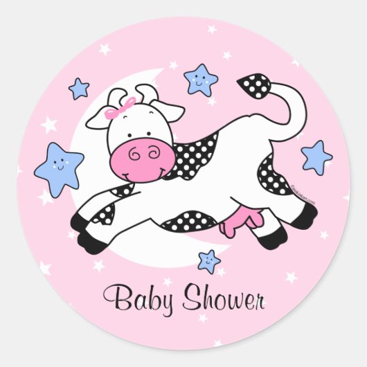 Koe over de maan Baby Ronde Sticker (Voorkant)