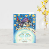 KOE OVER DE MAN IN DE MAAN KLEURRIJKE GRIJZEN Blan Kaart (Gele Bloem)