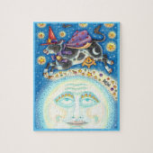 Koe over de man in de maan, kleurrijke gril legpuzzel (Verticaal)