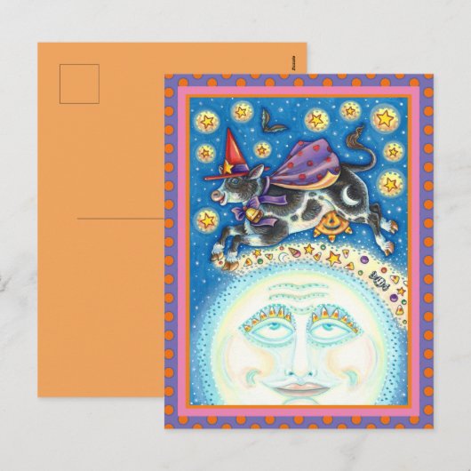 KOE OVER HET MAN IN DE MON, KORTE WAARDE FEESTDAGENKAART (Voorkant / Achterkant)