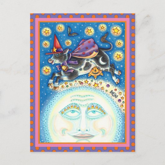 KOE OVER HET MAN IN DE MON, KORTE WAARDE FEESTDAGENKAART (Voorkant)