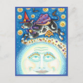 KOE OVER HET MAN IN DE MON, KORTE WAARDE FEESTDAGENKAART (Voorkant)