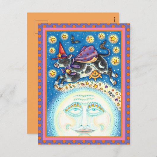 KOE OVER HET MAN IN DE MON, KORTE WAARDE FEESTDAGENKAART (Voorkant / Achterkant)