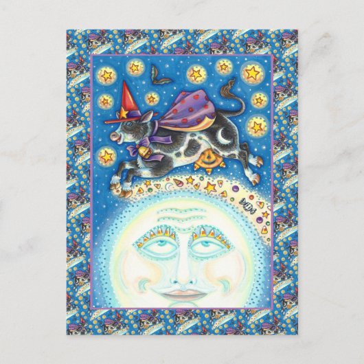 KOE OVER HET MAN IN DE MON, KORTE WAARDE FEESTDAGENKAART (Voorkant)