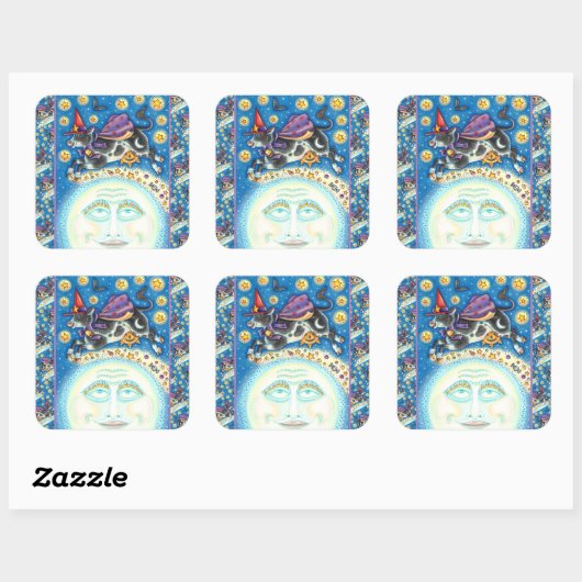 KOE OVER HET MAN IN DE MON, KORTE WAARDE VIERKANTE STICKER (Vel)