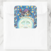 KOE OVER HET MAN IN DE MON, KORTE WAARDE VIERKANTE STICKER (Tas)