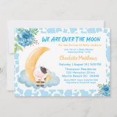 Koe over het Moon Blue Baby shower Invitati Kaart (Voorkant)