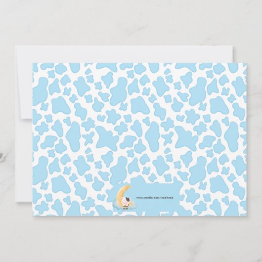 Koe over het Moon Blue Baby shower Invitati Kaart (Achterkant)