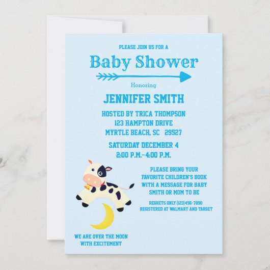 Koe over het moonneursery Baby shower Kaart (Voorkant)