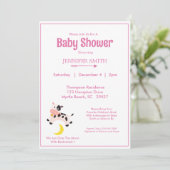 Koe over het moonneursery Baby shower roze Kaart (Staand voorkant)