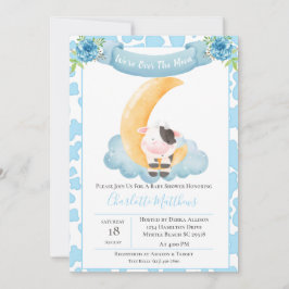 Koe over het motorblauw Baby shower Kaart
