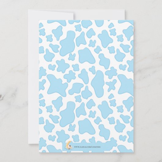 Koe over het motorblauw Baby shower Kaart (Achterkant)