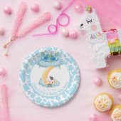 Koe over het motorblauw Baby shower Papieren Bordje (Feest)