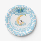 Koe over het motorblauw Baby shower Papieren Bordje (Voorkant)