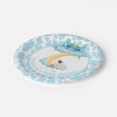 Koe over het motorblauw Baby shower Papieren Bordje (Gekanteld)