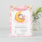 Koe over het motorvoertuig Baby shower Kaart (Staand voorkant)