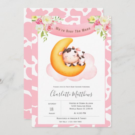 Koe over het motorvoertuig Baby shower Kaart (Voorkant / Achterkant)