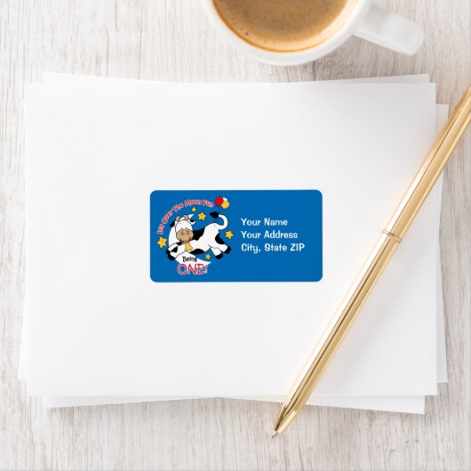 Koe over maan 1e verjaardag etiket (Insitu)