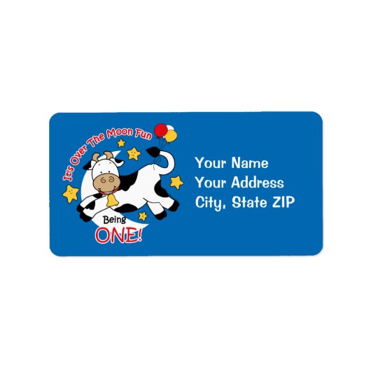 Koe over maan 1e verjaardag etiket (Voorkant)