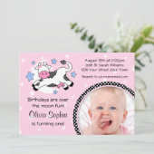 Koe over Moon Baby Foto van Birthday Kaart (Staand voorkant)