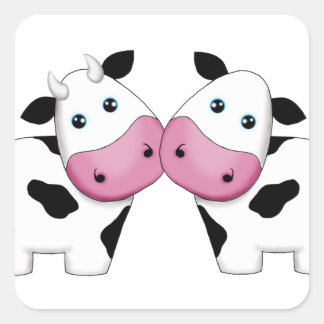 Koe paar vierkante sticker