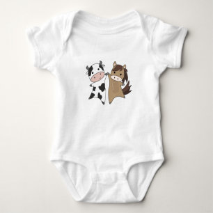 Koe Paarden Boerderij Sweet Animals Bauer Farmer Romper