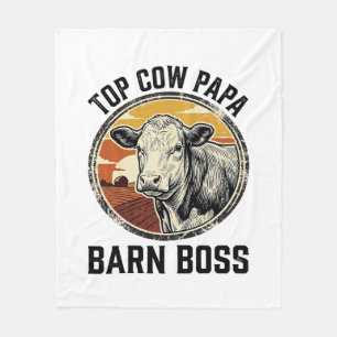 Koe Papa T-shirt Vintage Gegraveerd Boerderij Vade Fleece Deken