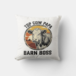 Koe Papa T-shirt Vintage Gegraveerd Boerderij Vade Kussen