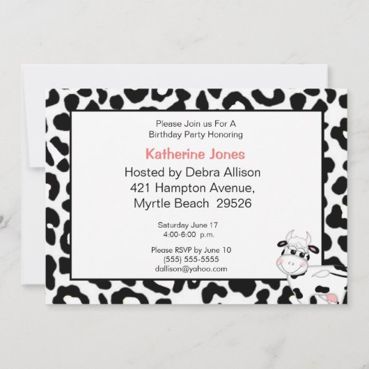 Koe partij dierdag uitnodiging (Achterkant)