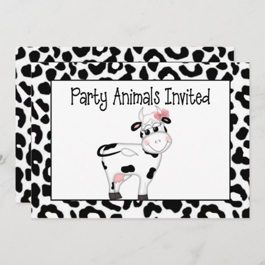 Koe partij dierdag uitnodiging (Voorkant / Achterkant)