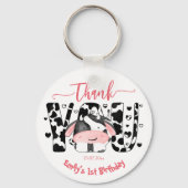 Koe partij roze koe dank u gunst sleutelhanger (Voorkant)