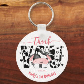 Koe partij roze koe dank u gunst sleutelhanger (Voorkant)