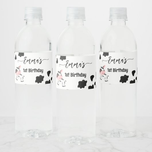 Koe partij servies koe patroon gepersonaliseerd waterfles etiket (Flessen)