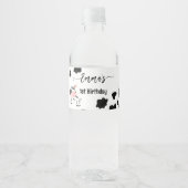Koe partij servies koe patroon gepersonaliseerd waterfles etiket (Voorkant)